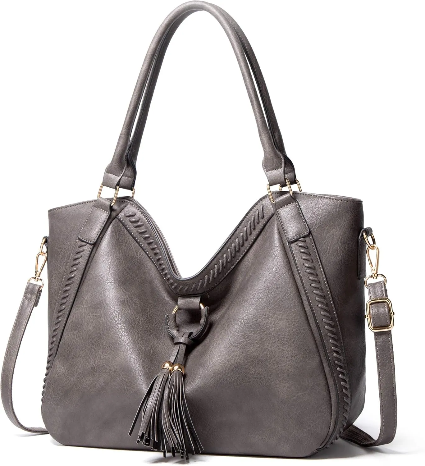 Stylish Brown Leather Crossbody Hobo Bag for Women with Tassel - Large Shoulder Handbag