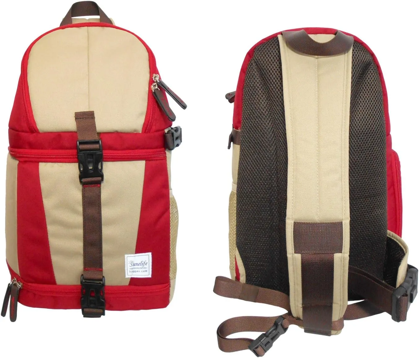 Stylish Camera Sling Backpack Bag for for DSLR Camera and lenses (Red/Beige)
