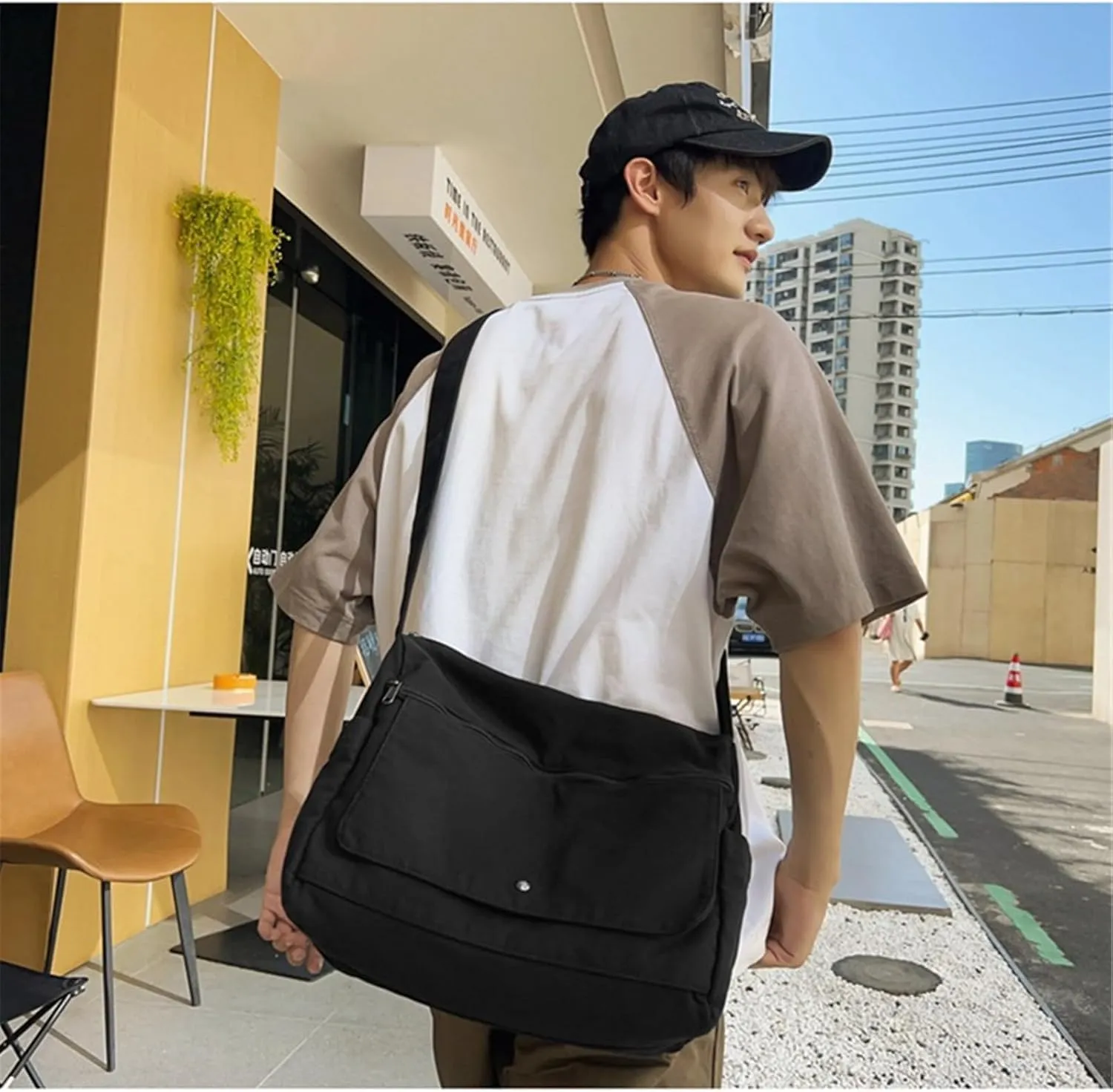 Stylish Canvas Crossbody Bag for Women Girls Vintage Messenger Bag with Adjustable Strap