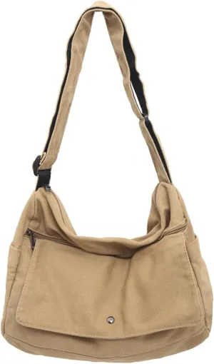 Stylish Canvas Crossbody Bag for Women Girls Vintage Messenger Bag with Adjustable Strap