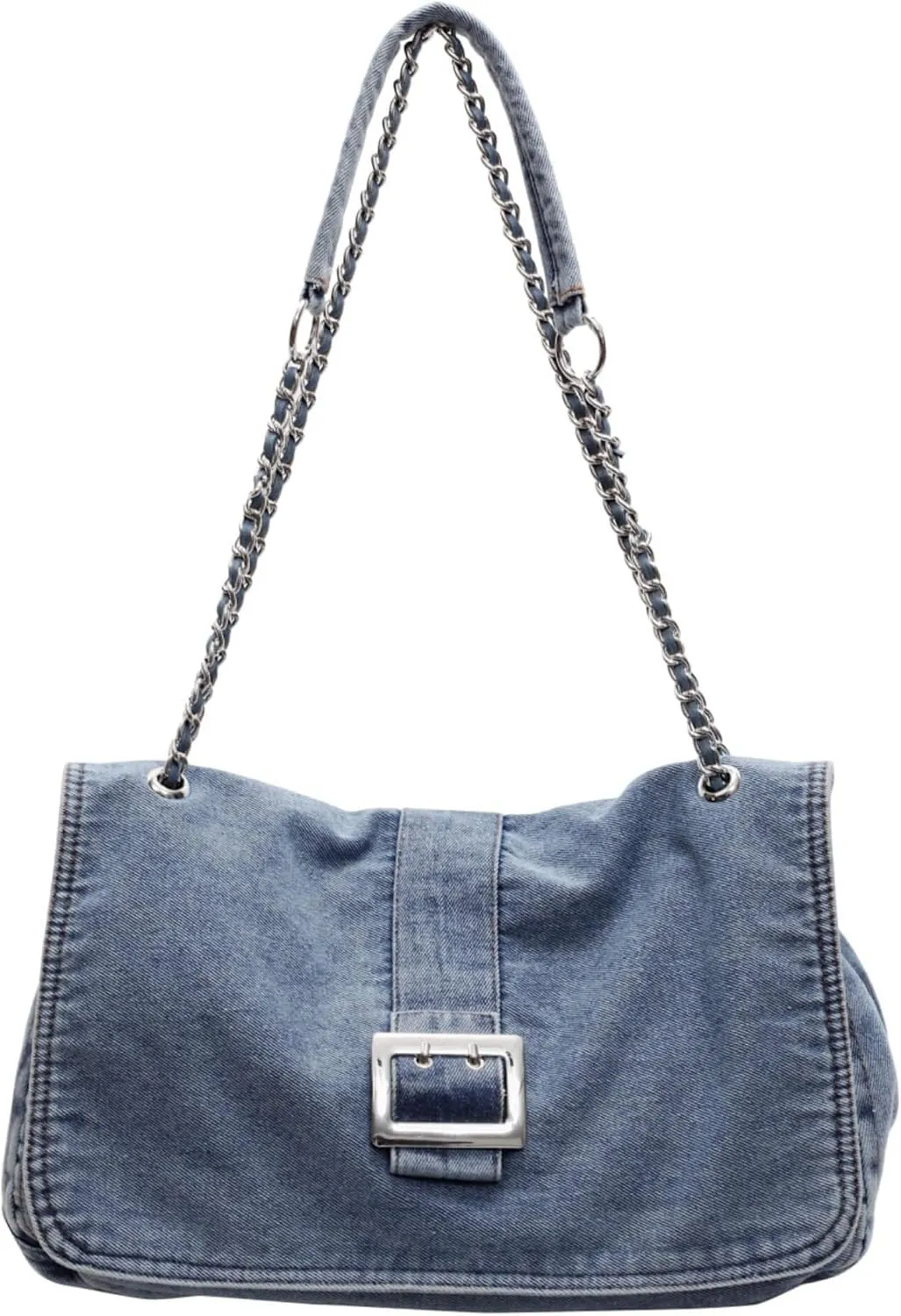Stylish Denim Tote Bag for Women, Jean Purse Designer Handbag with Adjustable Strap
