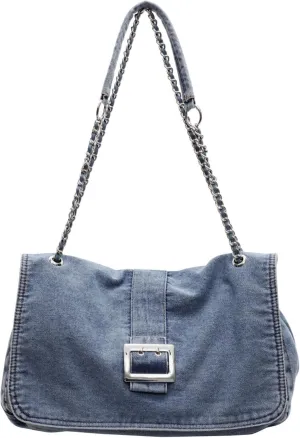 Stylish Denim Tote Bag for Women, Jean Purse Designer Handbag with Adjustable Strap