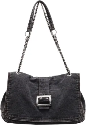 Stylish Denim Tote Bag for Women, Jean Purse Designer Handbag with Adjustable Strap