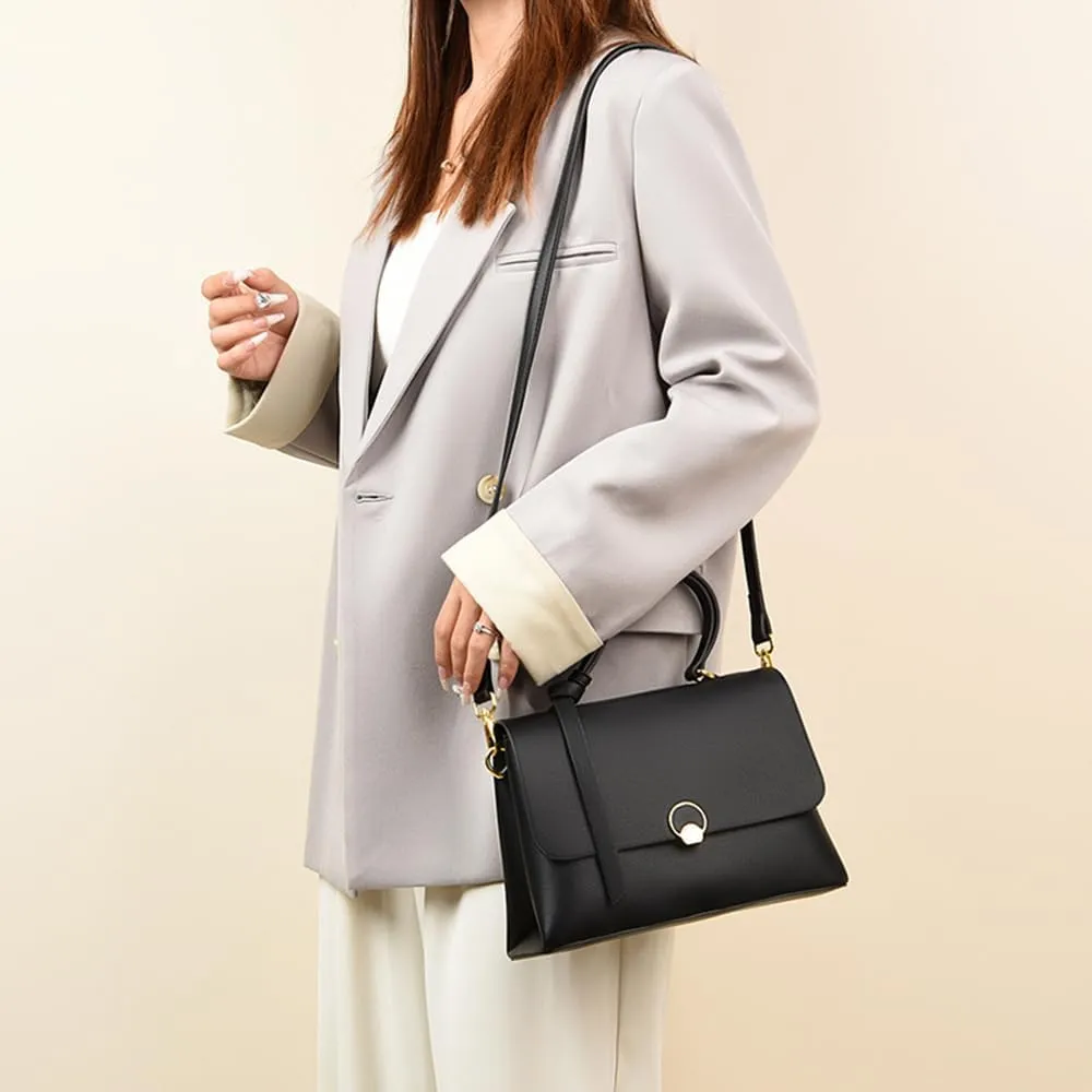 Stylish Leather Crossbody Bag for Women | Flap Shoulder Purse | Fashionable Tote Satchel Handbag