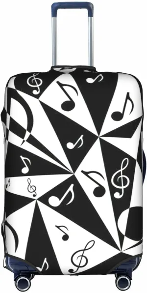 Stylish Musical Note Pattern Print Decorative Washable Luggage Cover Personalized Anti Scratch Suitcase Protector