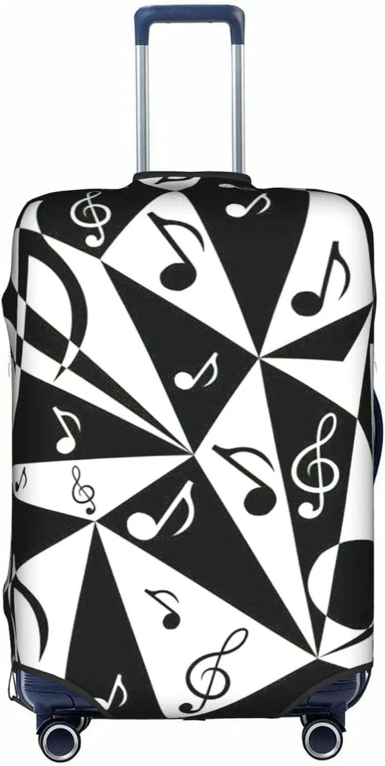 Stylish Musical Note Pattern Print Decorative Washable Luggage Cover Personalized Anti Scratch Suitcase Protector