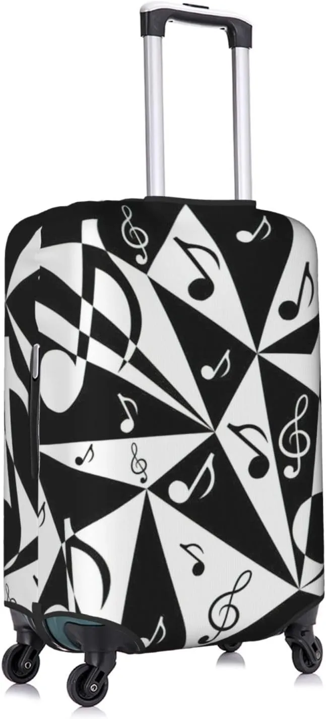 Stylish Musical Note Pattern Print Decorative Washable Luggage Cover Personalized Anti Scratch Suitcase Protector
