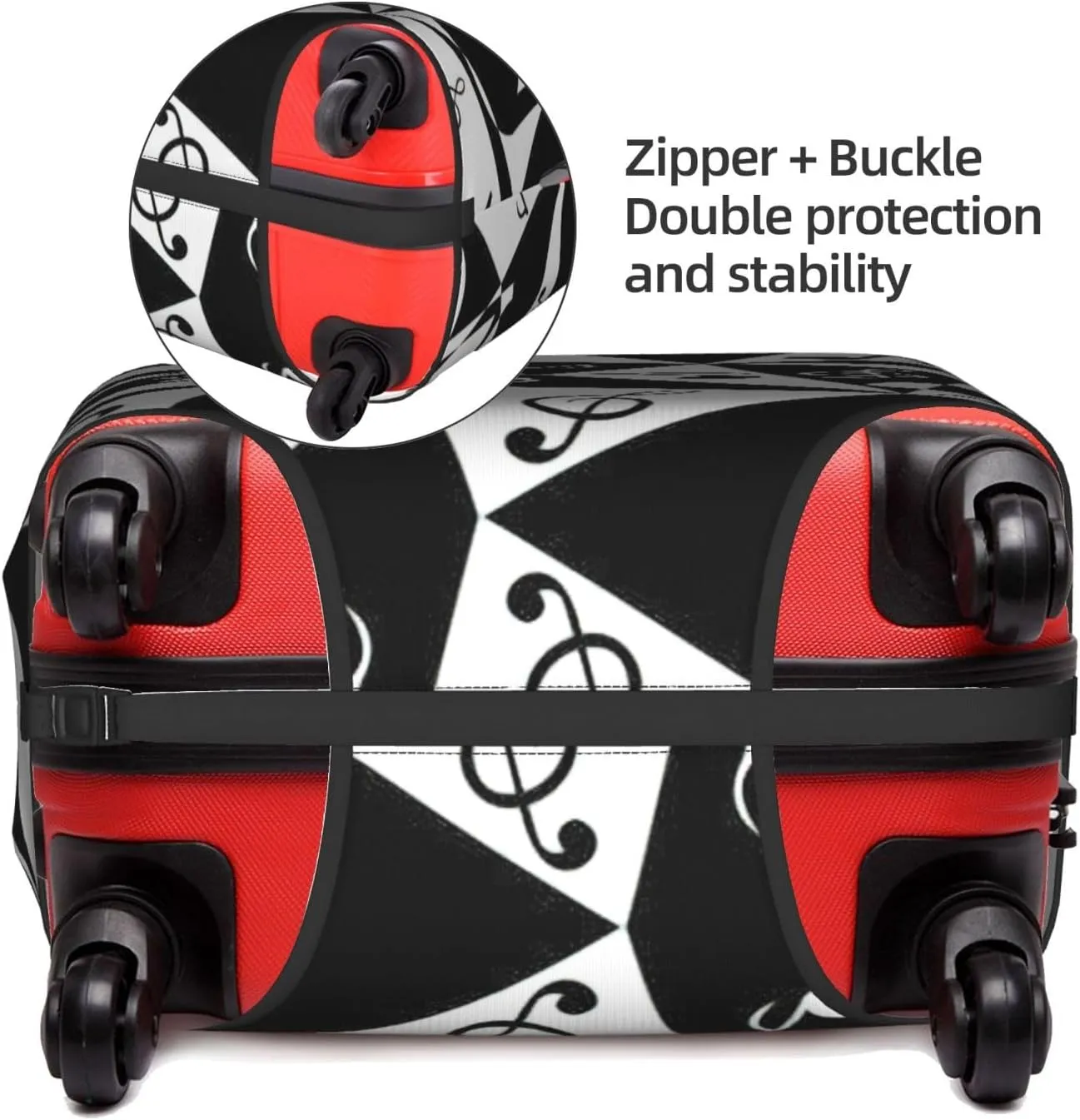 Stylish Musical Note Pattern Print Decorative Washable Luggage Cover Personalized Anti Scratch Suitcase Protector