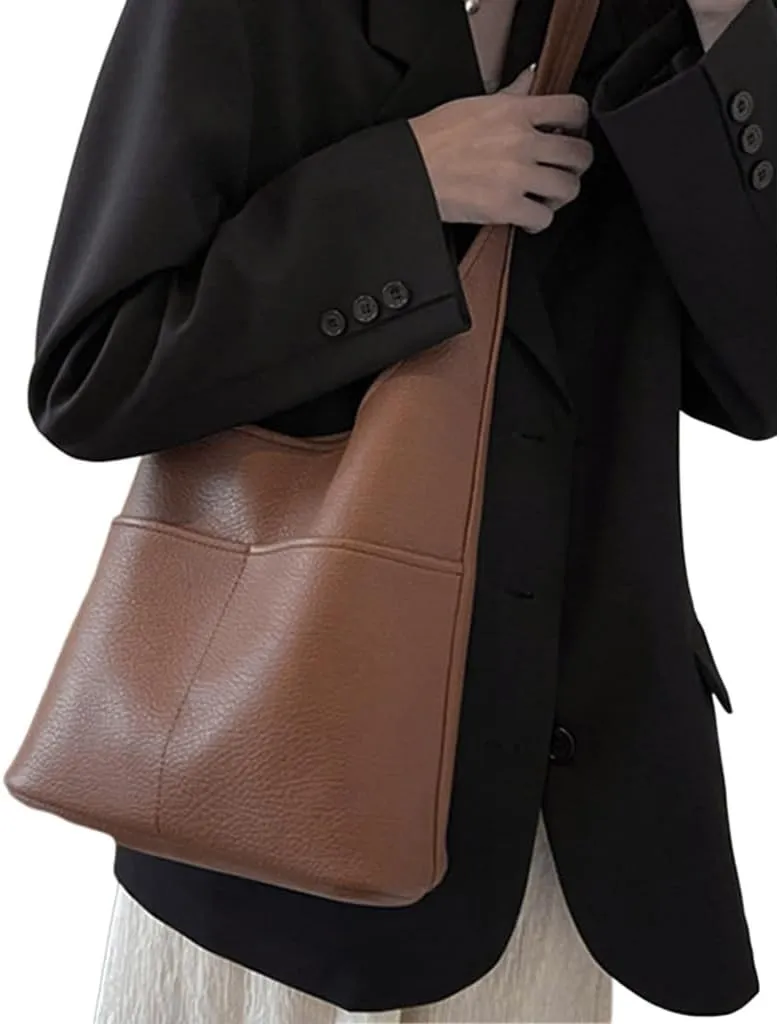 Stylish PU Bucket Bag for Women Large Capacity Purse and Shoulder Bag Handbags