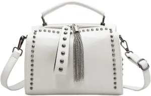 Stylish Women Barrel Tote Bag - Double Zipper Satchel Handbag - Leather Crossbody Shoulder Bag