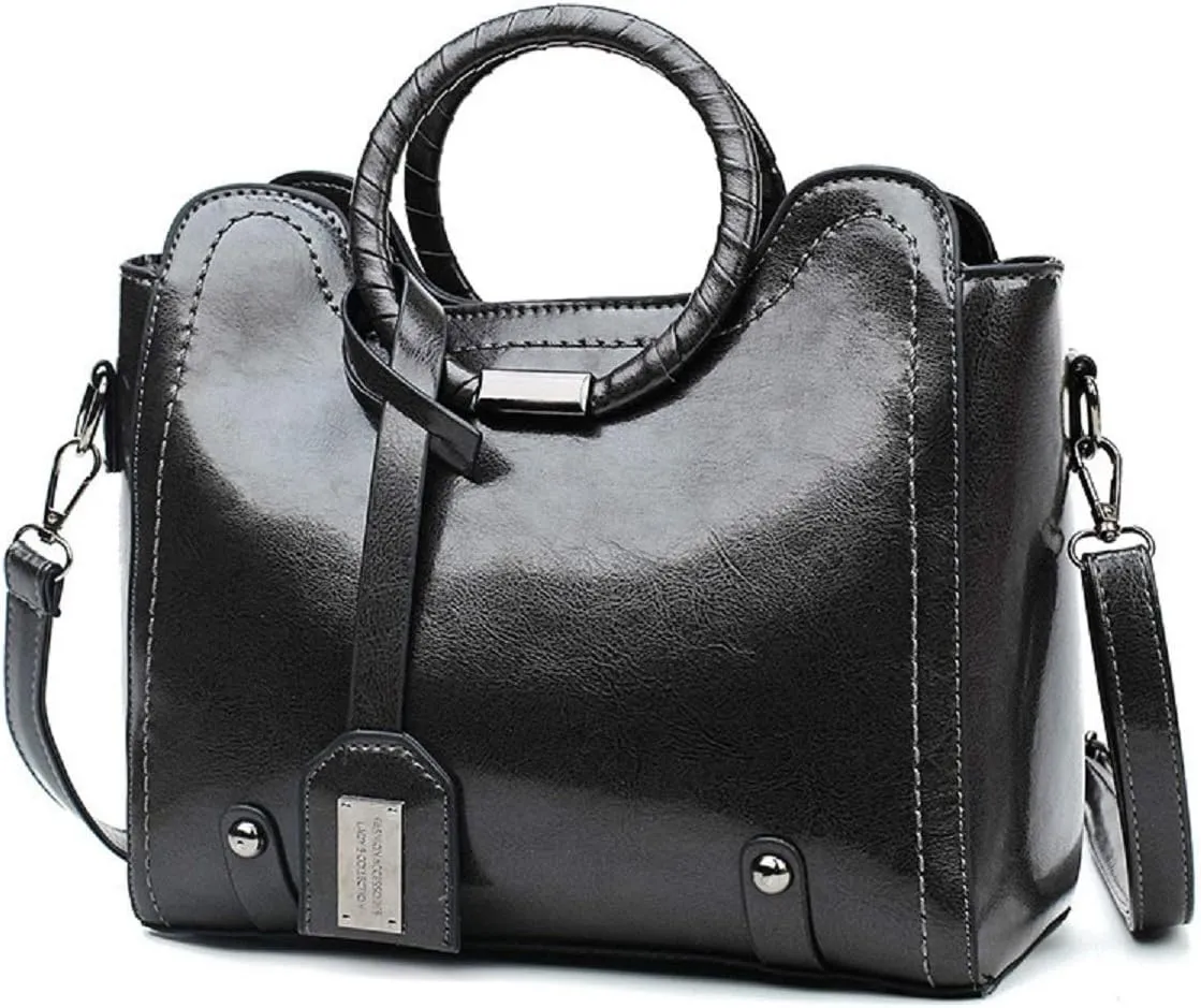 Stylish Women Pu Leather Vertical Utility Top Handle Handbag Satchel Tote Purse Bag