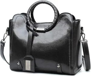 Stylish Women Pu Leather Vertical Utility Top Handle Handbag Satchel Tote Purse Bag