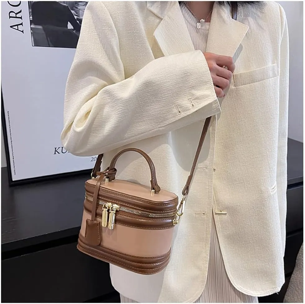 Stylish Womens Retro Leather Bucket Satchel Crossbody Bag - White Fashion Tote Handbag