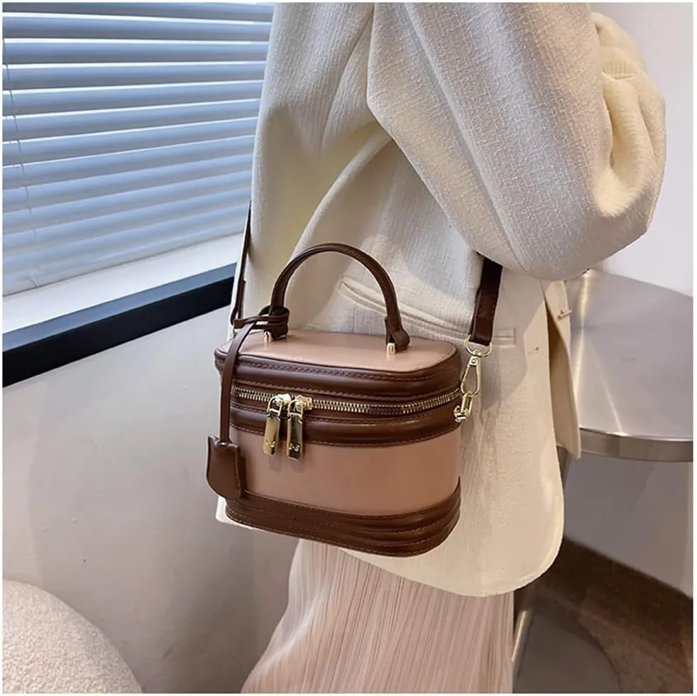 Stylish Womens Retro Leather Bucket Satchel Crossbody Bag - White Fashion Tote Handbag