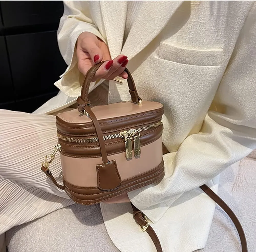 Stylish Womens Retro Leather Bucket Satchel Crossbody Bag - White Fashion Tote Handbag