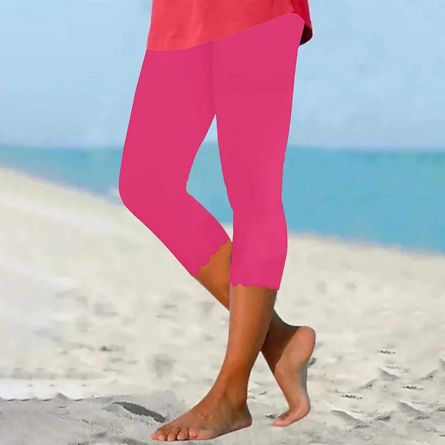Summer Capri Leggings for Women Slim Fitting Soft Yoga Capris Lightweight Workout Running Yoga Pants Comfy Sweatpants