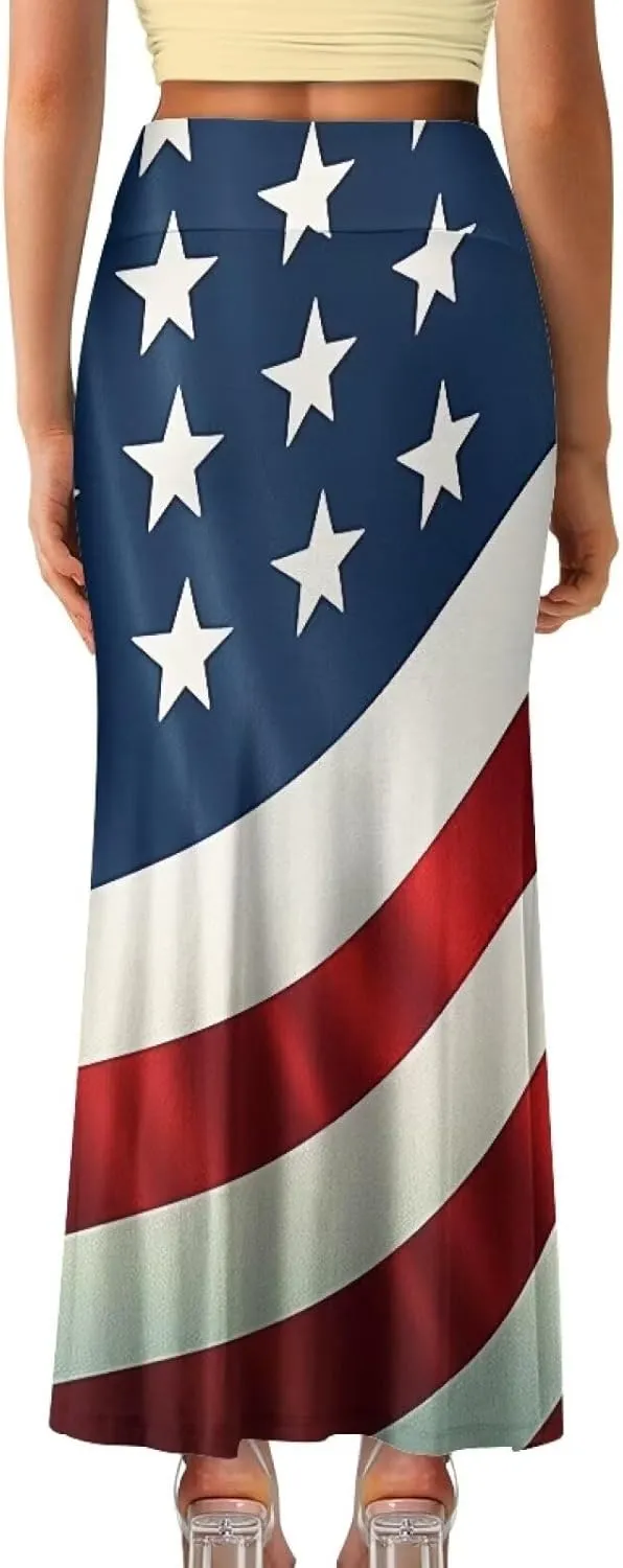 Summer Skirt for Women Empire Waist Dress Pencil Skirts with Side Zipper Lightweight Long Maxi Skirts Bohemian Skirt
