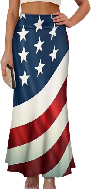 Summer Skirt for Women Empire Waist Dress Pencil Skirts with Side Zipper Lightweight Long Maxi Skirts Bohemian Skirt