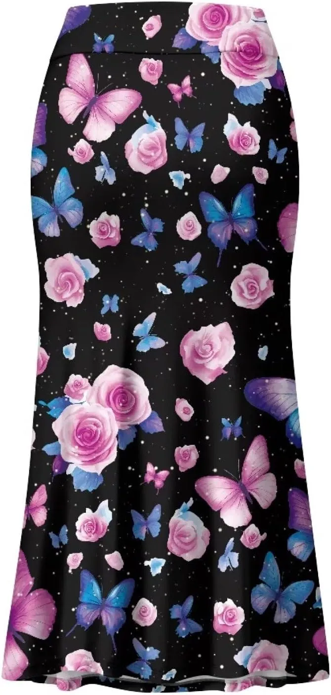 Summer Skirt for Women Empire Waist Dress Pencil Skirts with Side Zipper Lightweight Long Maxi Skirts Bohemian Skirt