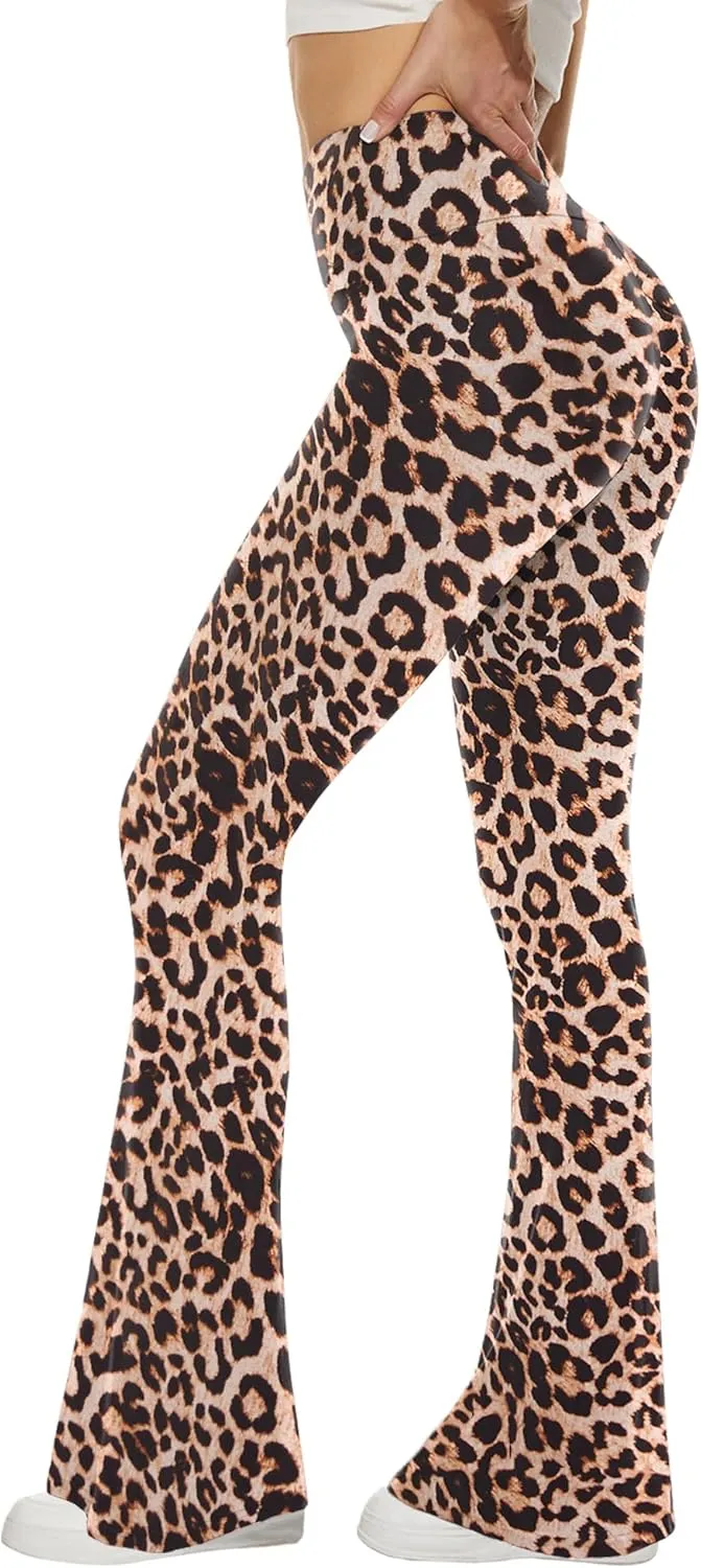 Sundwudu Black Flare Yoga Pants for Women - Soft High Waist Bootcut Leggings Tall & Long Bootleg Pants for Women