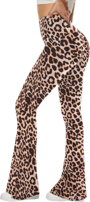 Sundwudu Black Flare Yoga Pants for Women - Soft High Waist Bootcut Leggings Tall & Long Bootleg Pants for Women
