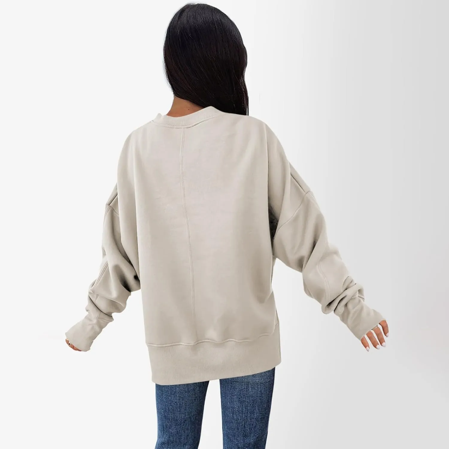Sweaters for Women Oversized Sweatshirt Side Split Solid Plain Comfort Hoodie with Thumb Hole Fall Fashion 2024