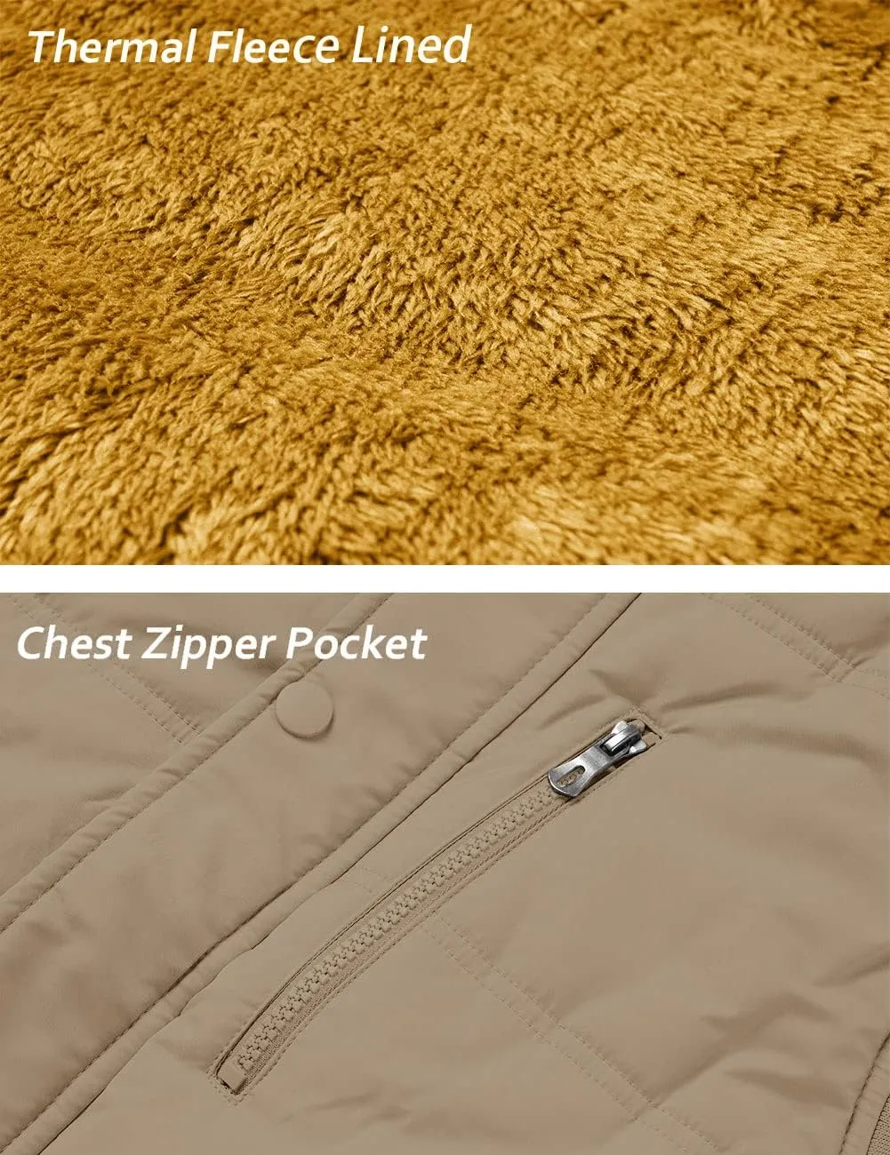 TACVASEN Men's Winter Vests Sleeveless Jackets Casual Outerwear Warm Fleece Lined Stand Collar Padded Coat