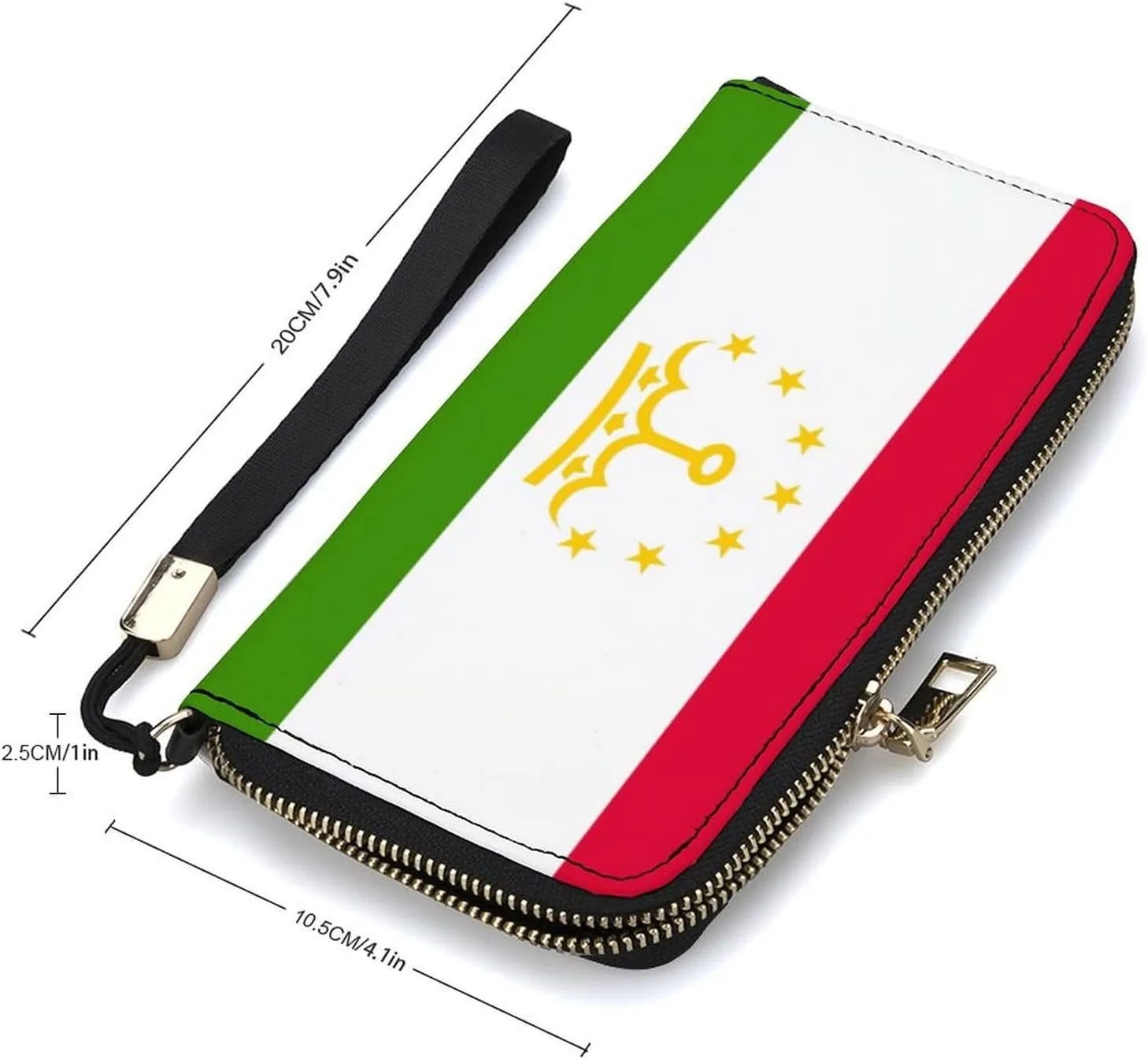 Tajikistan Flag Long Purse with Removable Wristlet Stylish PU Leather Zipper Wallet for Women Men