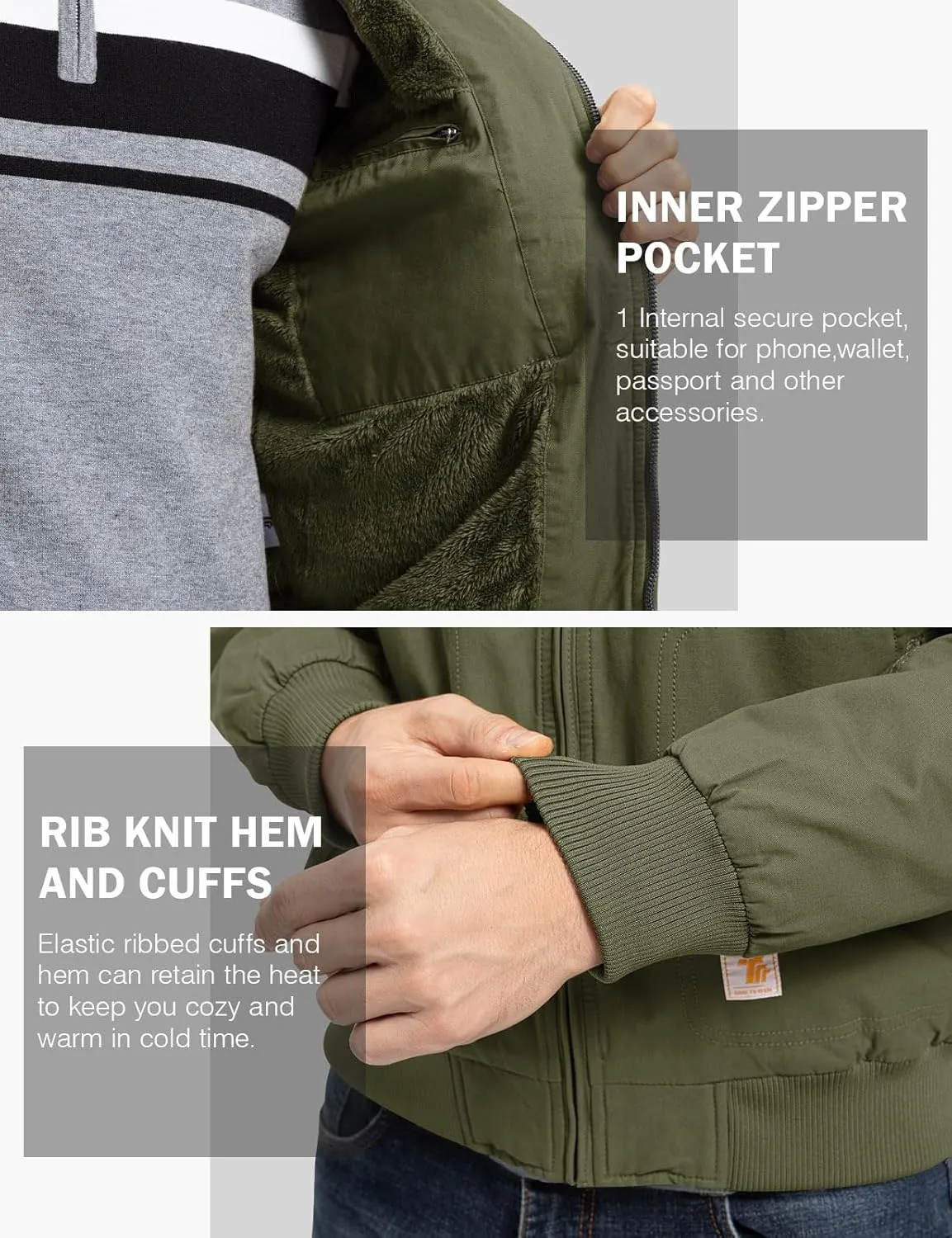 TBMPOY Men's Winter Jackets Hooded Work Cotton FLeece Lined Duck Coats Flannel Active Workwear Coat