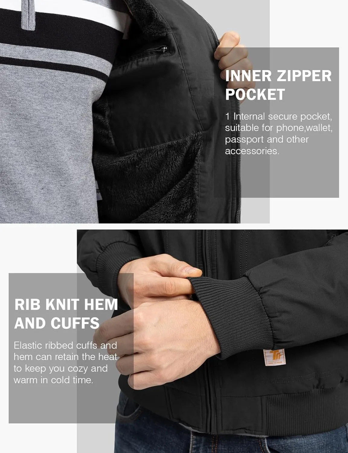 TBMPOY Men's Winter Jackets Hooded Work Cotton FLeece Lined Duck Coats Flannel Active Workwear Coat