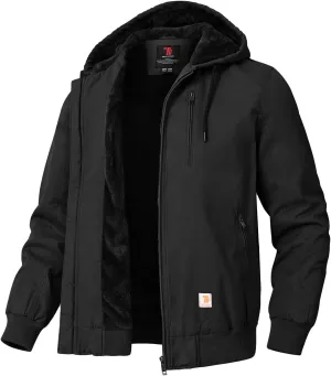 TBMPOY Men's Winter Jackets Hooded Work Cotton FLeece Lined Duck Coats Flannel Active Workwear Coat