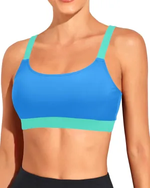 Tempt Me Women Sports Bra Bikini Tops Scoop Neck Bathing Suits Top Padded Swim Crop Tops Only