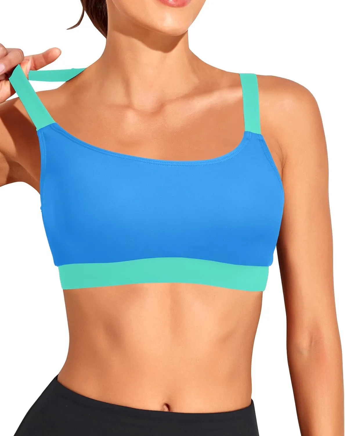 Tempt Me Women Sports Bra Bikini Tops Scoop Neck Bathing Suits Top Padded Swim Crop Tops Only