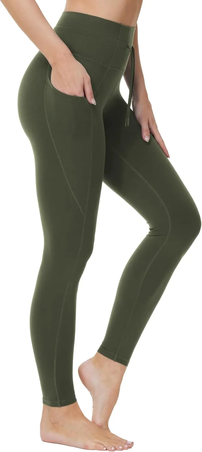 THE GYM PEOPLE Women's High Waist Drawstring Stretchy Workout Leggings Ultra Soft Tummy Control Yoga Pants with Pockets