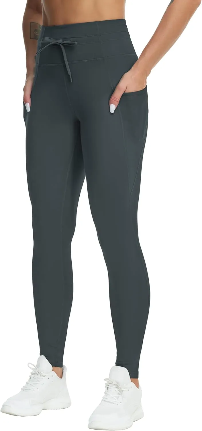 THE GYM PEOPLE Women's High Waist Drawstring Stretchy Workout Leggings Ultra Soft Tummy Control Yoga Pants with Pockets