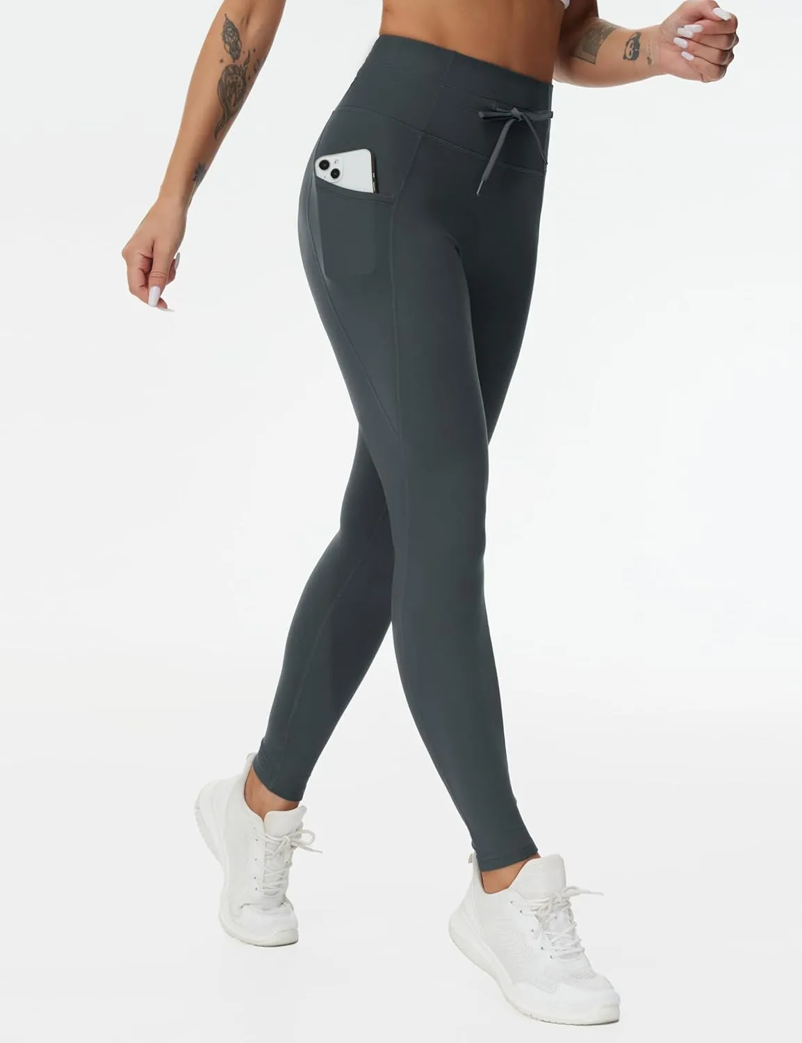 THE GYM PEOPLE Women's High Waist Drawstring Stretchy Workout Leggings Ultra Soft Tummy Control Yoga Pants with Pockets
