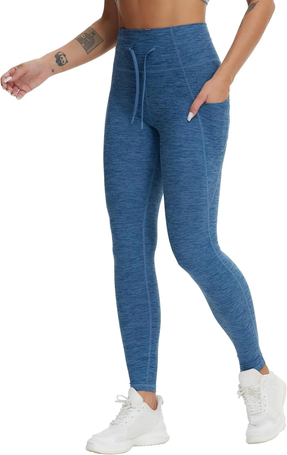 THE GYM PEOPLE Women's High Waist Drawstring Stretchy Workout Leggings Ultra Soft Tummy Control Yoga Pants with Pockets
