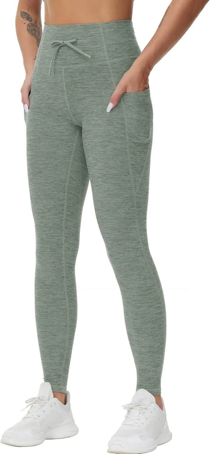 THE GYM PEOPLE Women's High Waist Drawstring Stretchy Workout Leggings Ultra Soft Tummy Control Yoga Pants with Pockets