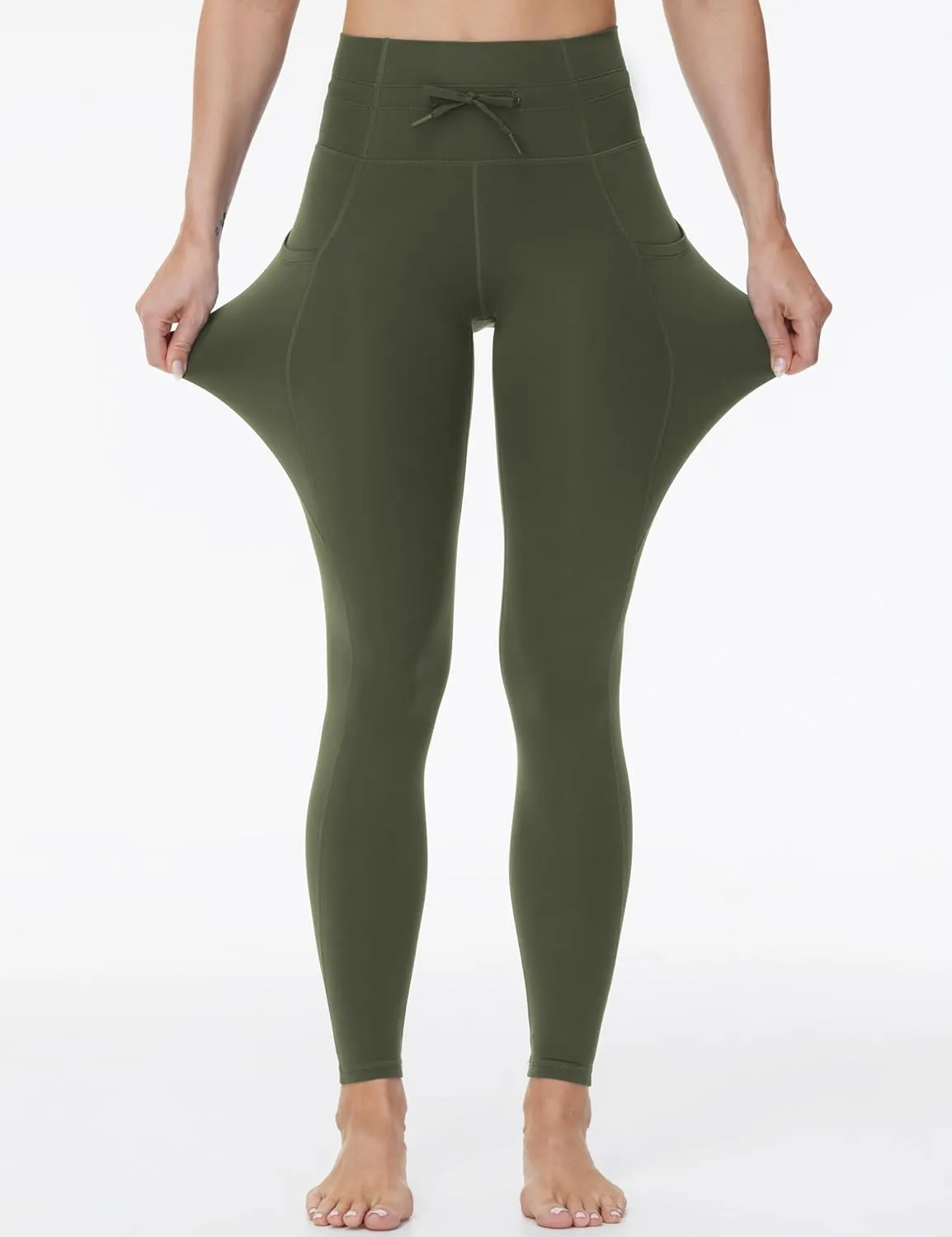 THE GYM PEOPLE Women's High Waist Drawstring Stretchy Workout Leggings Ultra Soft Tummy Control Yoga Pants with Pockets