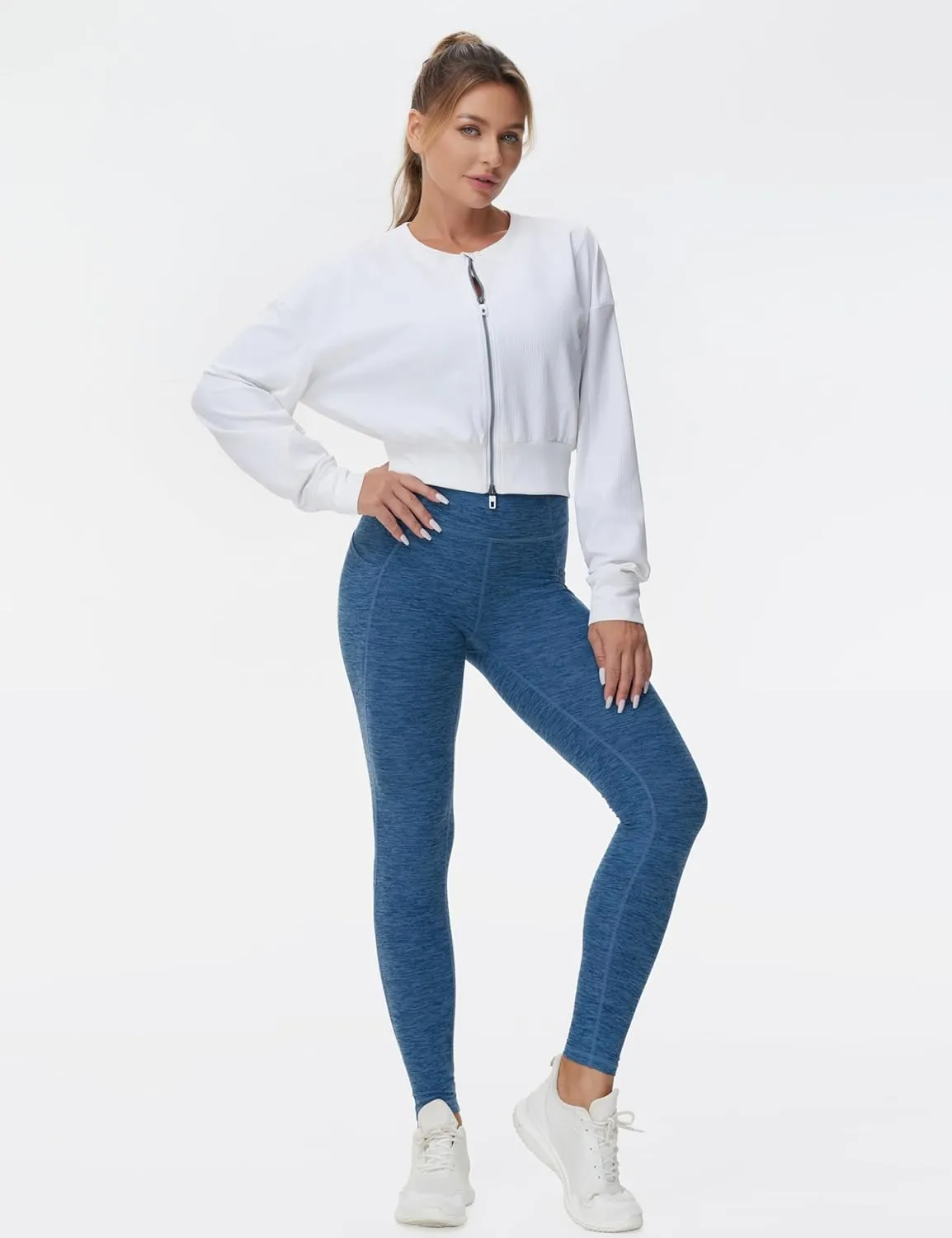 THE GYM PEOPLE Women's High Waist Drawstring Stretchy Workout Leggings Ultra Soft Tummy Control Yoga Pants with Pockets
