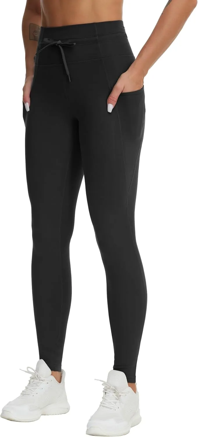 THE GYM PEOPLE Women's High Waist Drawstring Stretchy Workout Leggings Ultra Soft Tummy Control Yoga Pants with Pockets