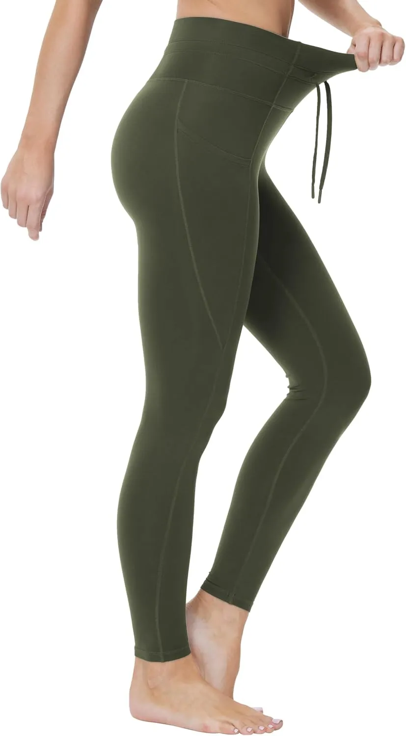 THE GYM PEOPLE Women's High Waist Drawstring Stretchy Workout Leggings Ultra Soft Tummy Control Yoga Pants with Pockets