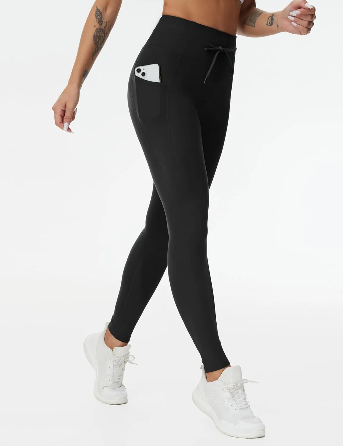 THE GYM PEOPLE Women's High Waist Drawstring Stretchy Workout Leggings Ultra Soft Tummy Control Yoga Pants with Pockets