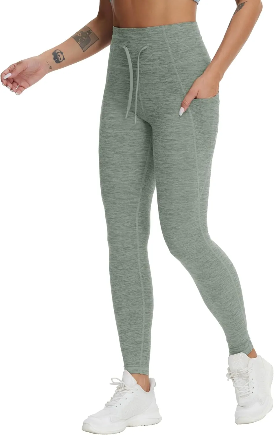 THE GYM PEOPLE Women's High Waist Drawstring Stretchy Workout Leggings Ultra Soft Tummy Control Yoga Pants with Pockets
