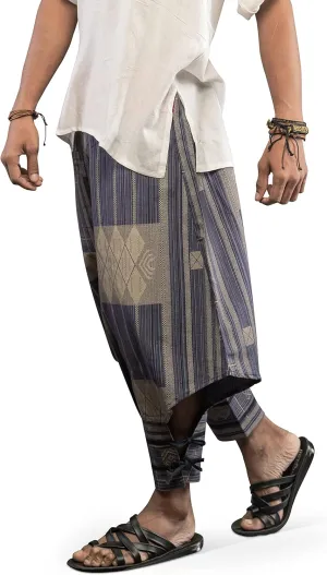 The Veshti Company Soft Boho Harem Pants Pajama for Men, 100% Cotton High Waisted Harem Yoga Bottoms for Him