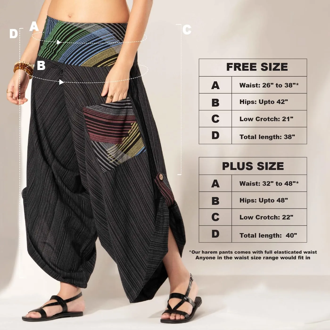 The Veshti Company Soft Boho Harem Pants Pajama for Men, 100% Cotton High Waisted Harem Yoga Bottoms for Him