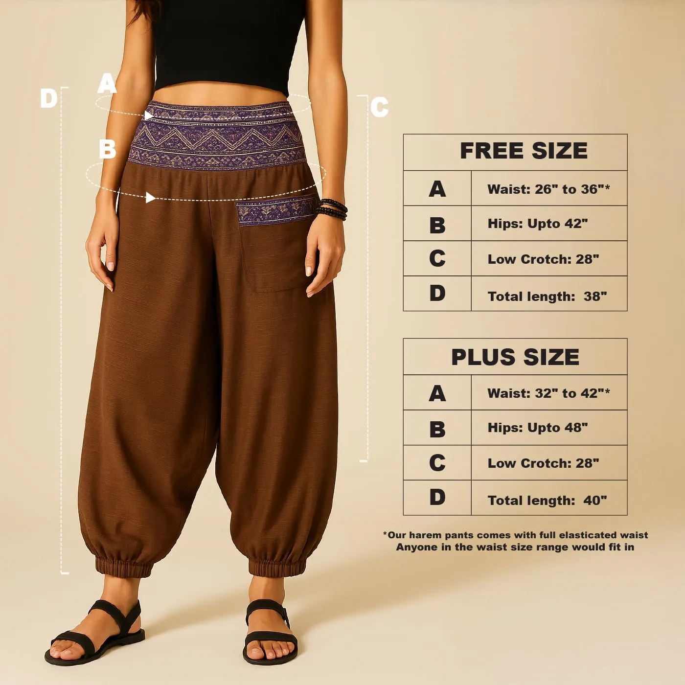 The Veshti Company Soft Boho Harem Pants Pajama for Men, 100% Cotton High Waisted Harem Yoga Bottoms for Him