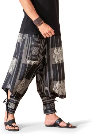The Veshti Company Soft Boho Harem Pants Pajama for Men, 100% Cotton High Waisted Harem Yoga Bottoms for Him