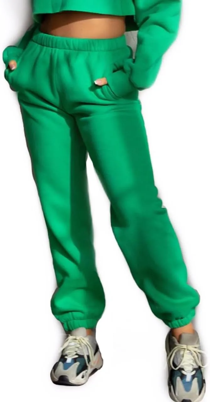 TIC TOC Womens Soft Fleece Oversized Sweatpants Casual Essential High Waisted Jogger Pants with Pockets