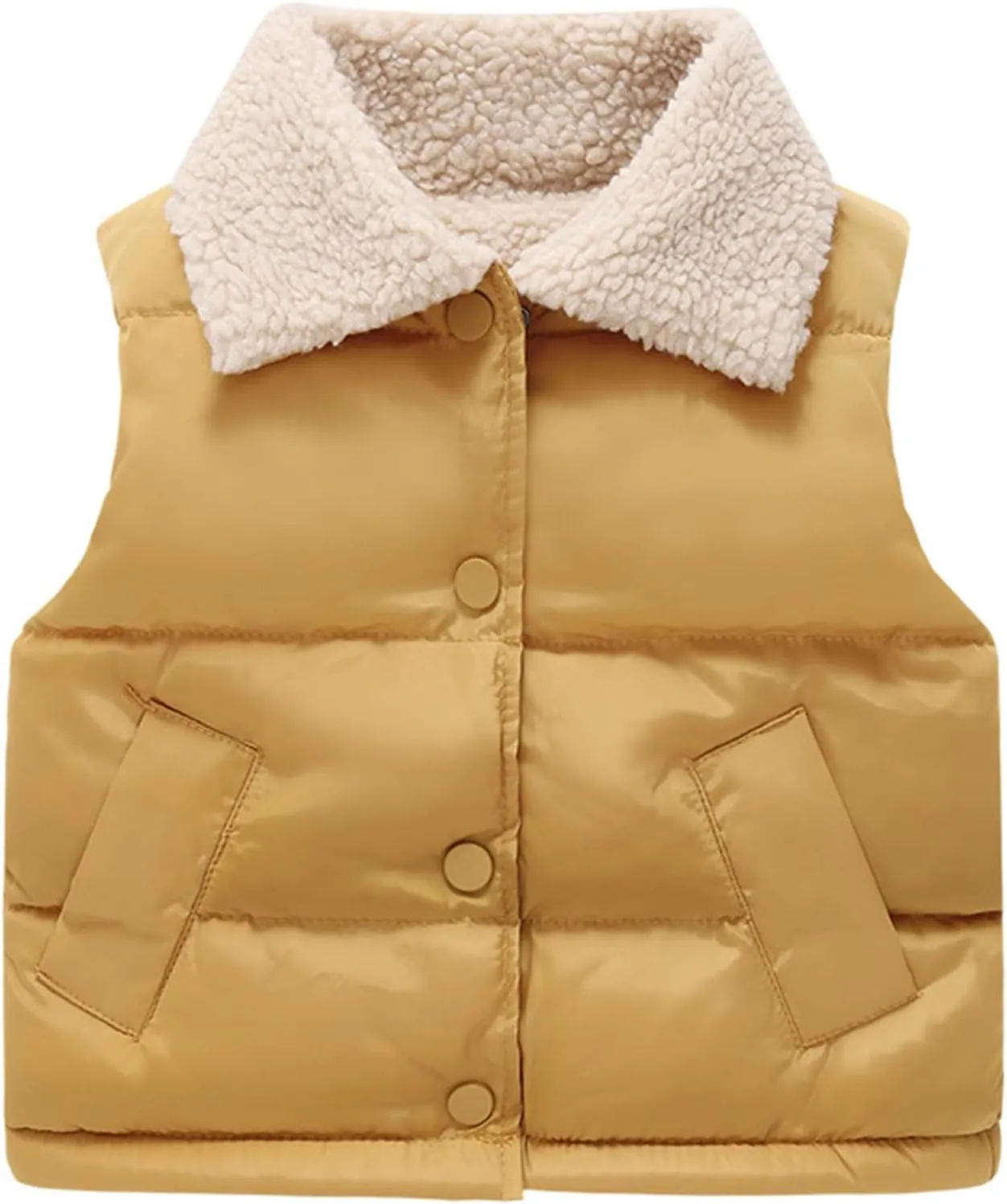 Toddler Boys Girls Vest Fleece Fuzzy Sleeveless Coat Outerwear Pockets Boy Coat with Thumb Holes